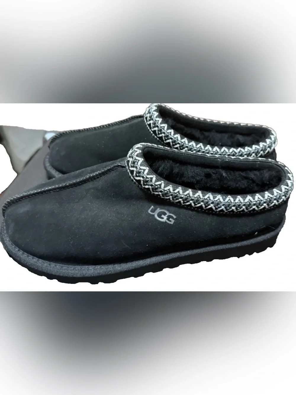 UGG Tasman Slippers Black Suede Sherling Lined Mule Men's Shoes US 8 UK 7 - Picture 4 of 11